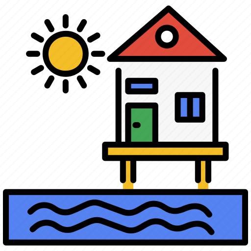 Beach, house, beach house, resort, beach-villa, vacation, ocean icon - Download on Iconfinder