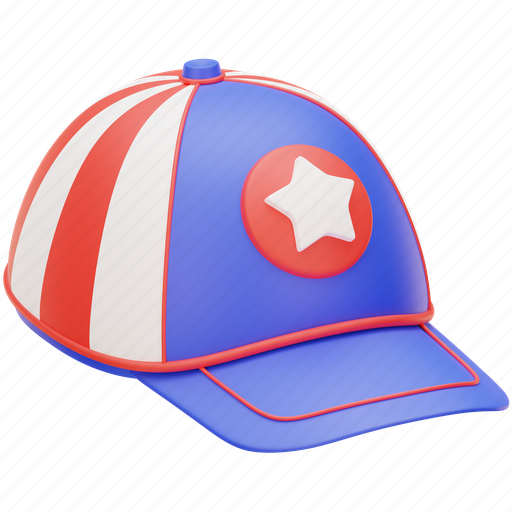 Baseball, hat, america, usa, american, independence, celebration 3D illustration - Download on Iconfinder