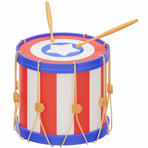 Drum, america, usa, american, independence, celebration, united 3D illustration - Download on Iconfinder