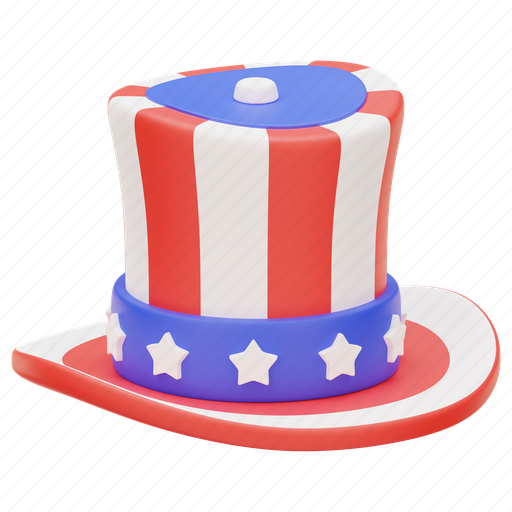 Hat, america, usa, american, independence, celebration, state 3D illustration - Download on Iconfinder