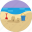 beach, sand, bucket, shovel, sea 