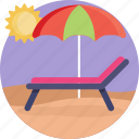 beach, beach umbrella, beach chair, summer, vacation