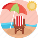 beach, beach umbrella, beach chair, summer, vacation