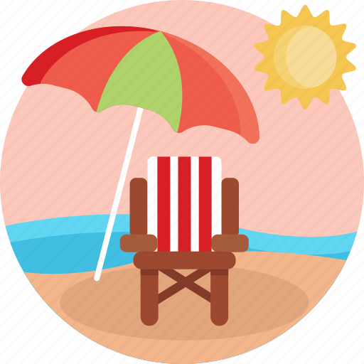 Beach, beach umbrella, beach chair, summer, vacation icon - Download on Iconfinder
