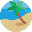 beach, coconut tree, vacation, holiday, sand