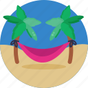 beach, coconut tree, beach chair, beach swing, holiday