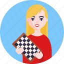 chess, female, chess board, woman
