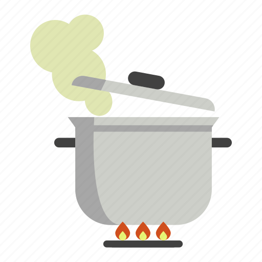 Cooking, pot, steam, fire, food, kitchen icon - Download on Iconfinder