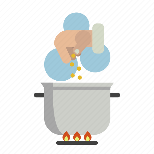 Cooking, add salt, cook, pot, fire, steam, kitchen icon - Download on Iconfinder