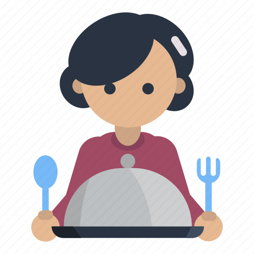 Cooking, meal, fork, spoon, food, serve, female icon - Download on Iconfinder