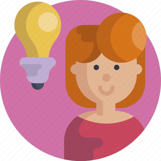 Design, designer, female, idea, light, bulb icon - Download on Iconfinder