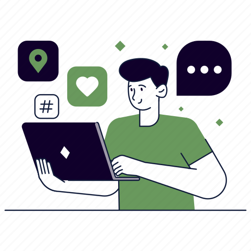 Social media, communication, interaction, chat, like, location, navigation illustration - Download on Iconfinder