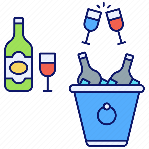 Ice bucket, bucket, ice, ice-cubes, alcohol, bottle, ice-box icon - Download on Iconfinder