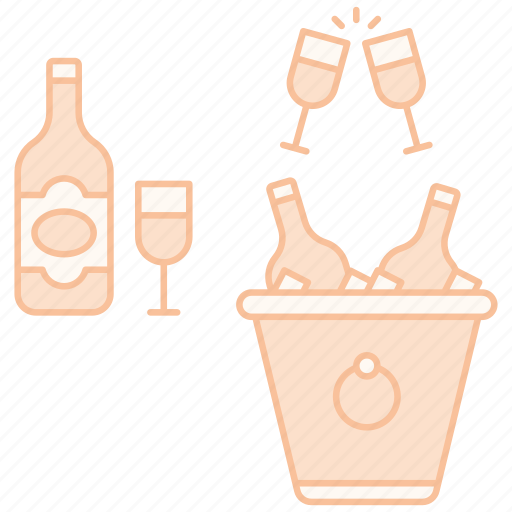 Ice bucket, bucket, ice, ice-cubes, alcohol, bottle, ice-box icon - Download on Iconfinder