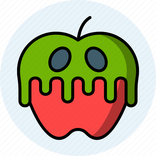 Poison apple, fairytale, snow white, temptation, witch, rotten, worm icon - Download on Iconfinder