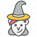 witch, broom, hat, pot, cauldron, ghost, helloween