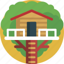 house, tree house, building