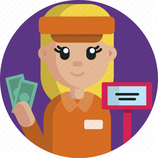 Job, professions, ticket, seller, woman icon - Download on Iconfinder