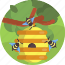 nature, beehive, bee, bees, honey, tree 