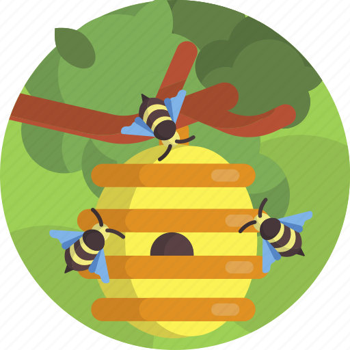 Nature, beehive, bee, bees, honey, tree icon - Download on Iconfinder