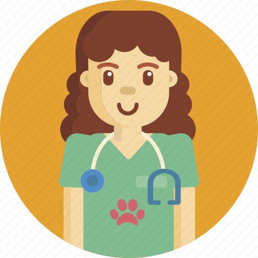 Pet, doctor, vet, veterinary, stethoscope, occupation, female icon - Download on Iconfinder