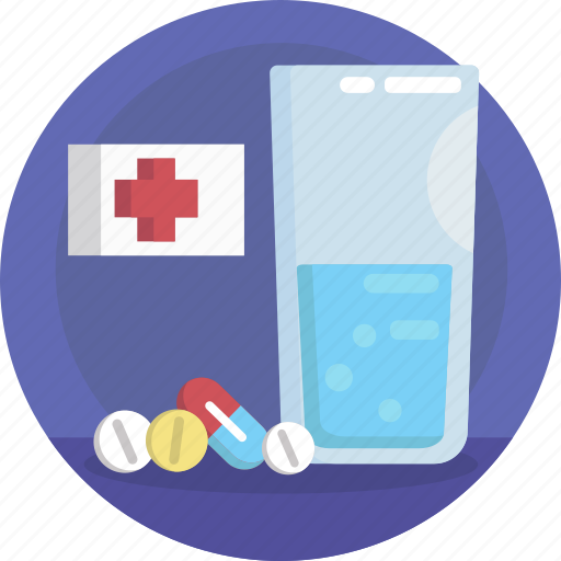 Pharmacy, medicine, tablets, capsules, glass, water icon - Download on Iconfinder