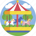 playground, merry go round, horse, amusement park