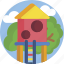 playground, toy house, tree house, children, fun 