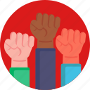 protest, fist, hand and gesture, demonstrate, solidarity