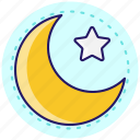 crescent moon and star, moon, star, half-moon, islamic, religion, muslimism, ramadan, eid