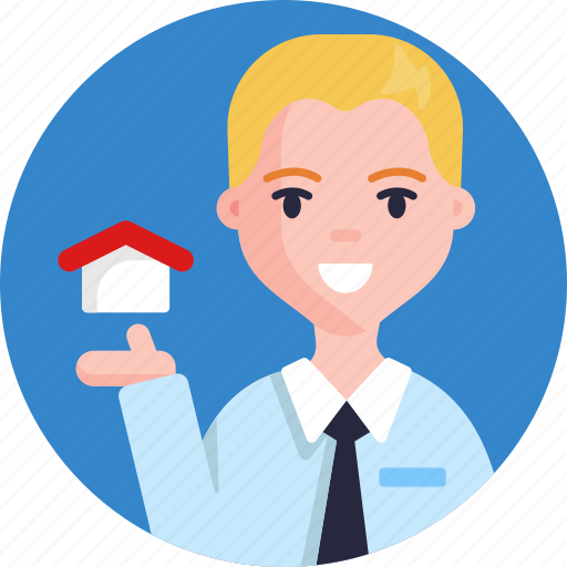Real, estate, sales, man, home, house, occupational character icon - Download on Iconfinder