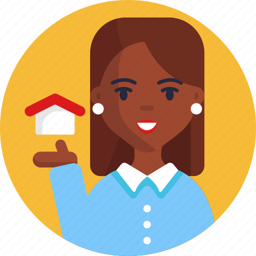 Real, estate, sales, woman, home, house, occupational character icon - Download on Iconfinder