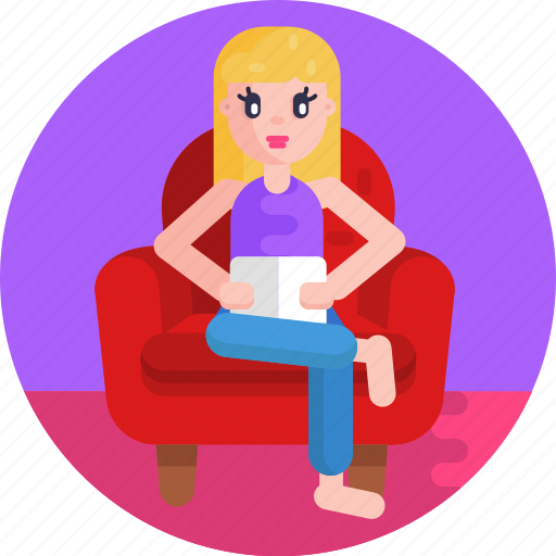 Social, distancing, work from home, couch, female, woman icon - Download on Iconfinder