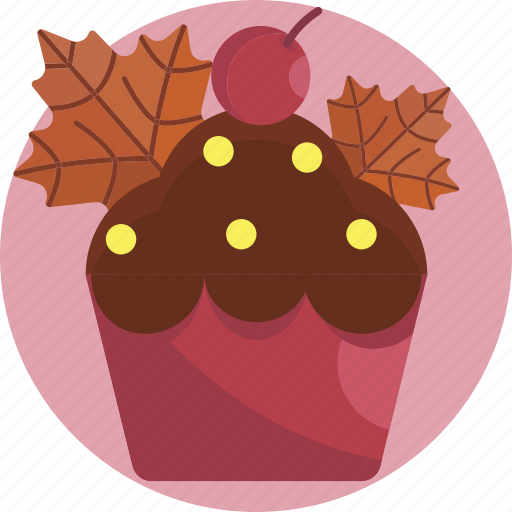Thanksgiving, queen cake, muffin, maple, leaves, cake, dessert icon - Download on Iconfinder