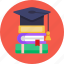 university, graduation hat, books, book, graduate, college 