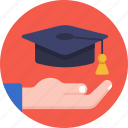 university, graduation hat, hand, gesture, graduation