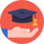 university, graduation hat, hand, gesture, graduation 