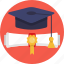 university, graduation hat, graduation certificate, college 
