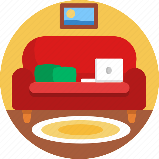Work, home, work from home, sofa, laptop icon - Download on Iconfinder