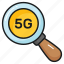 magnifier, 5g, network, technology, search, find, speed 