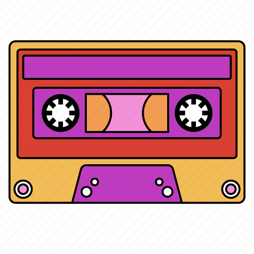 Retro, cassette, tape, illutration, element, line, colorful sticker - Download on Iconfinder