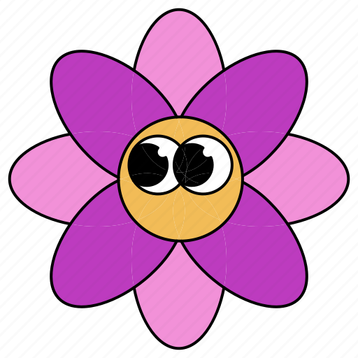 Retro, happy, flower, illustration, element, line, colorful sticker - Download on Iconfinder