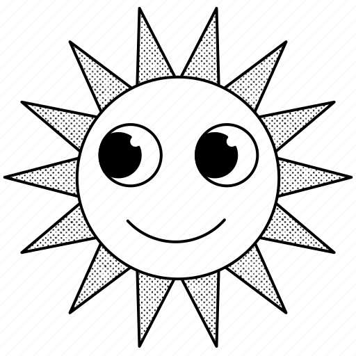 Happy, sun, retro, illustration, element, colorful, shape sticker - Download on Iconfinder