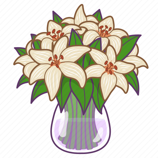 Bouquet, florist, flowers, gift, lilies, vase, lily icon - Download on Iconfinder
