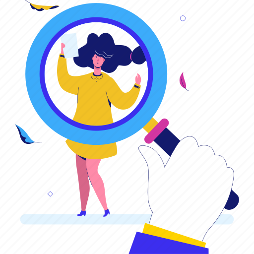 Search, hr, candidate, woman illustration - Download on Iconfinder