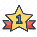 achievement, number one, ribbon, star