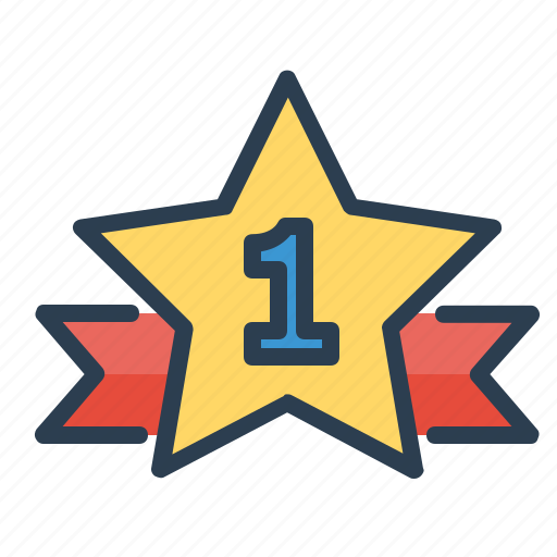 Achievement, number one, ribbon, star icon - Download on Iconfinder