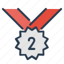 medal, number two, silver, victory