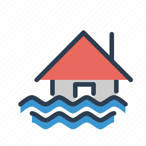 Danger, deluge, flood, house, water icon - Download on Iconfinder