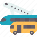 transportation, bus, plane, vehicle, delivery